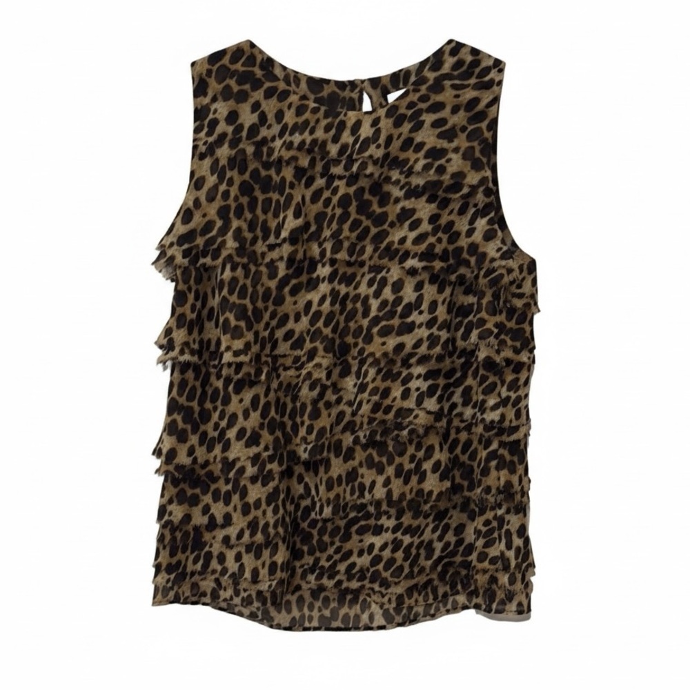 Michael Kors leopard print ruffle tank, small